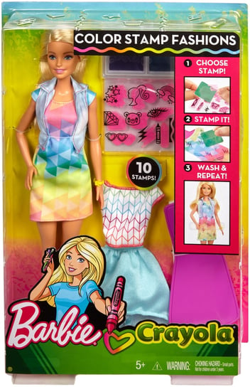 Barbie, lalka Crayola Kolorowe Stroje Stempelki Barbie