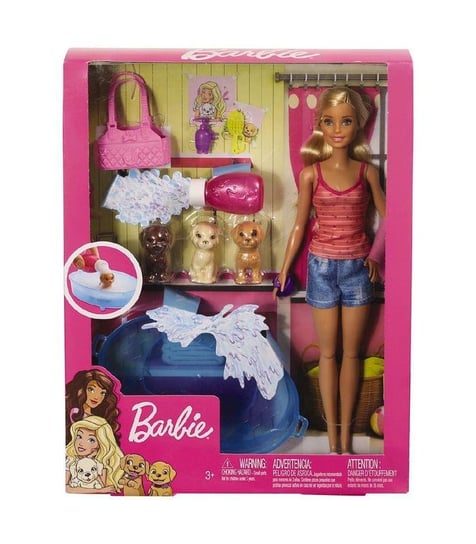 Barbie, lalka Kąpiel piesków, zestaw, GDJ37 Barbie