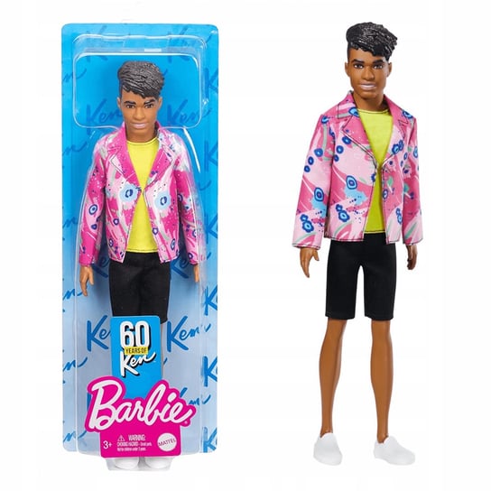 Barbie, lalka Ken 60. Rockowy Derek, Kolorowa kurtka/Czarne włosy Barbie