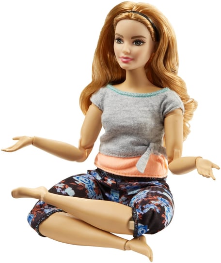 Barbie, lalka Made to Move Kwiecista, pomarańczowa bluzka Barbie