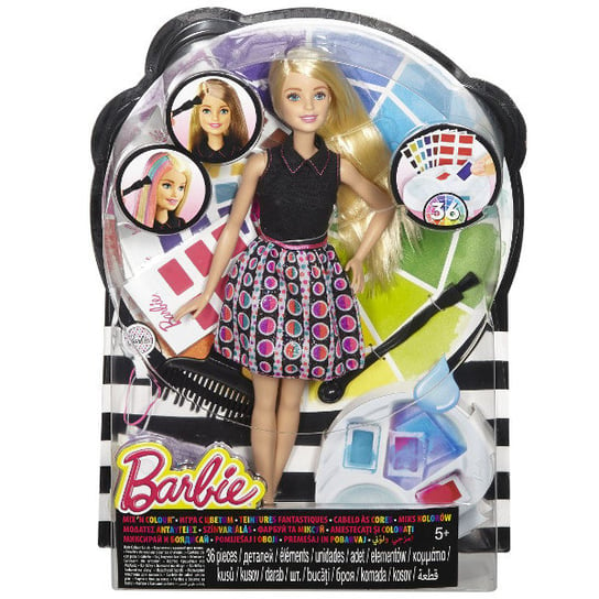 Barbie, lalka Pasemka, koloruj włosy, zestaw Barbie