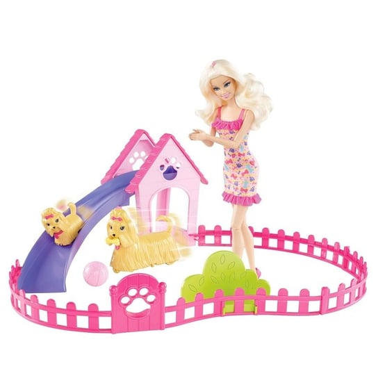 Barbie, lalka + plac zabaw dla piesków, X6559 Barbie