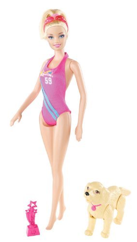 Barbie, lalka Pływaczka z psem Barbie