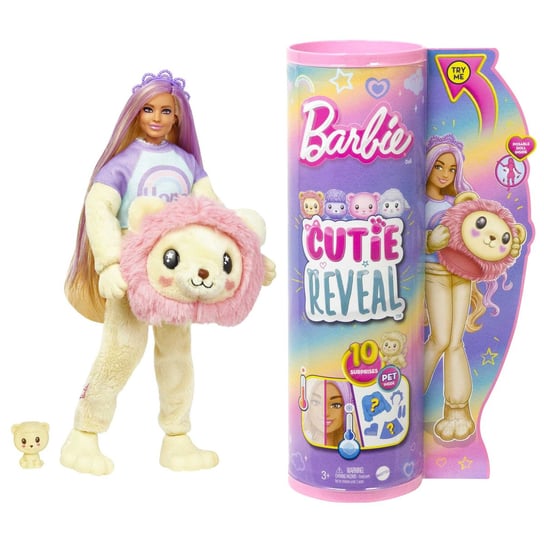 Barbie, Lalka Słodkie Stylizacje Cutie Reveal Lew HKR06 Barbie