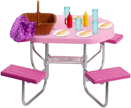 Barbie, Mebelki ogrodowe- stół piknikowy, FXG37/FXG40 Barbie