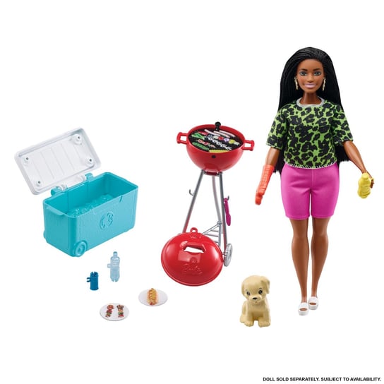 Barbie, minizestaw grill i zabawa ze zwierzątkiem Barbie