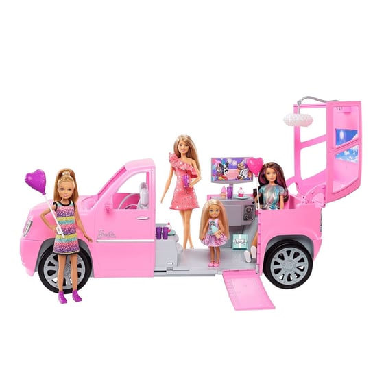 Barbie, otwierana limuzyna + 4 lalki Barbie