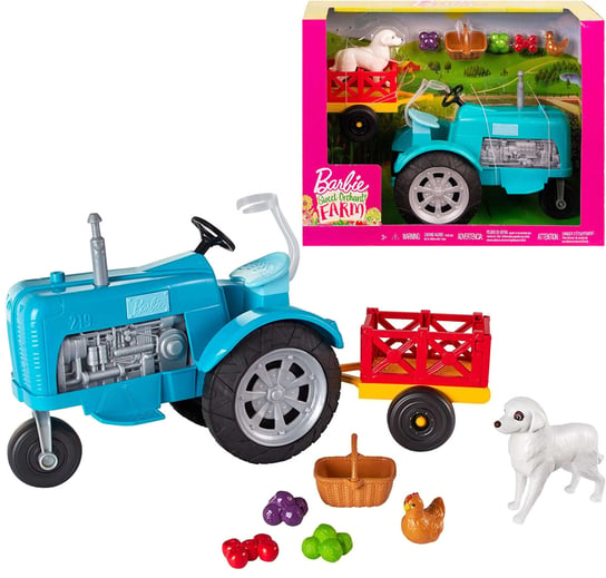 Barbie, traktor z przyczepką i akcesoriami Farma, zestaw Barbie