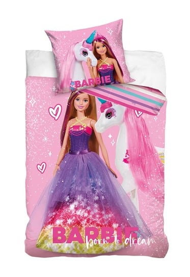 Barbie Unicorn Pościel Dziecięca 140 X 200 + Poduszka 60 X 70  Bawełna Koplet Dla Dziecka Carbotex