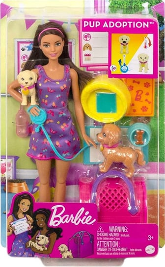 Barbie, zestaw adopcja piesków, lalka, Hkd86 Wb4 Barbie