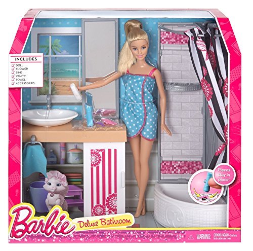 Barbie, zestaw lalka i łazienka, CFB61 Barbie