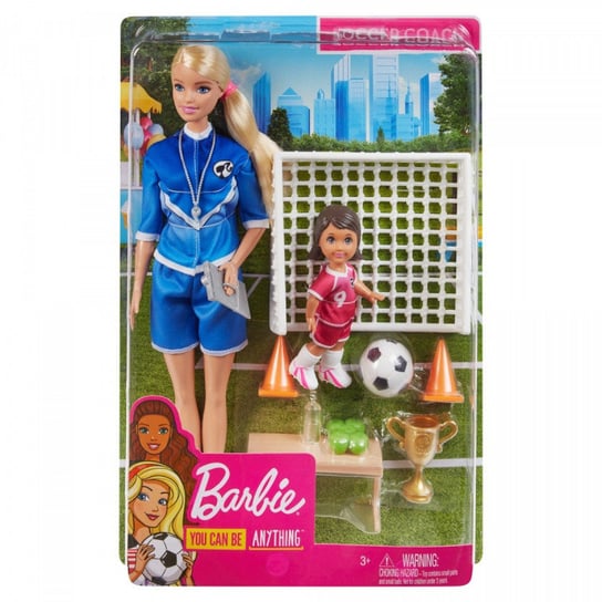Barbie, zestaw lalka Trenerka piłki nożnej, GLM47 Barbie