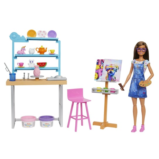 Barbie zestaw Pracownia Artystyczna z lalką i akcesoriami Mattel