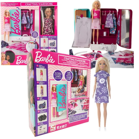 Barbie Zestaw studio projektowe zestaw do szycia ubranek szafa garderoba + lalka Mattel