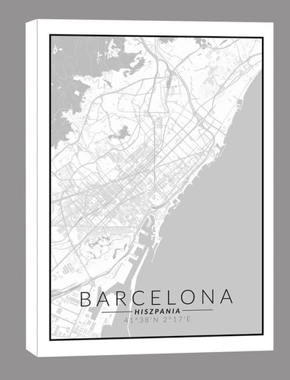 Barcelona mapa czarno biała - obraz na płótnie 60x90 cm Inna marka