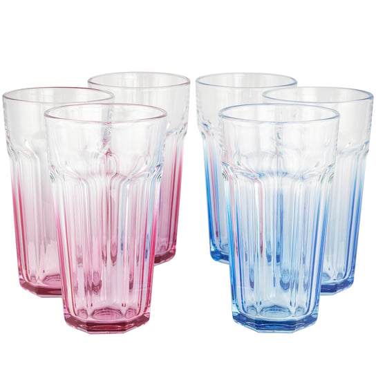Bardzo duże szklanki XXL do napojów Gigi ombre różowe niebieskie 700 ml Trend For Home