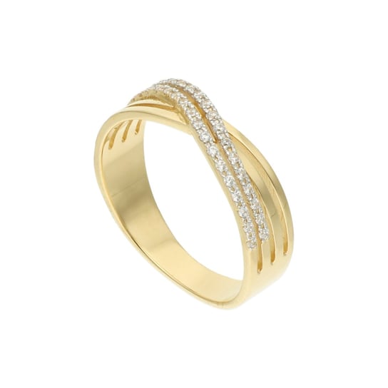 Bardzo ładny przeplatany złoty pierścionek  585 14k Rosanto