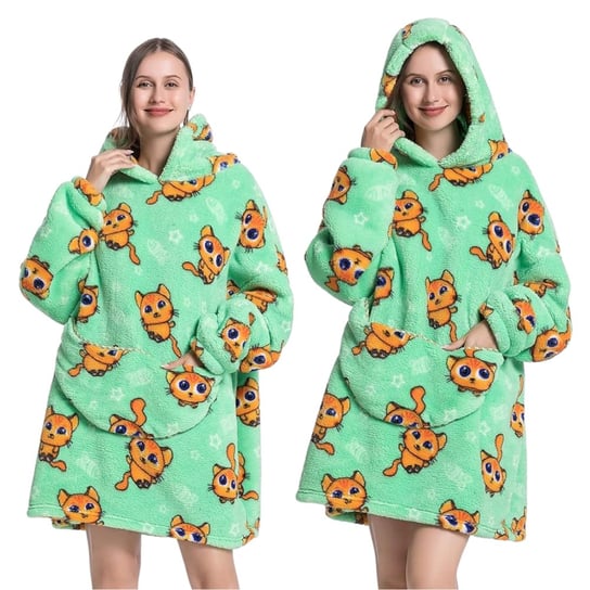 Bardzo Miękki Szlafrok Bluza Oversize z Kapturem Kocobluza Kot 91,4 cm nerd hunters