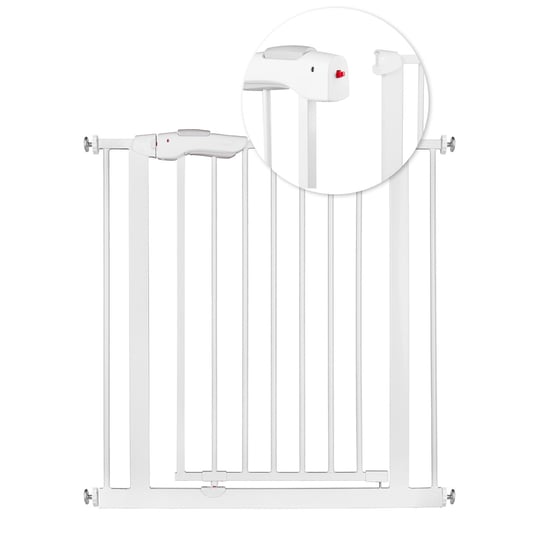 Barierka zabezpieczająca, metalowa, rozporowa, bramka na schody, drzwi, Biały, 75-85 cm, Ricokids Ricokids
