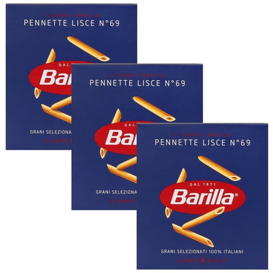 BARILLA Pennette Lisce - Włoski makaron rurki, makaron penne 500g 3 paczki Barilla