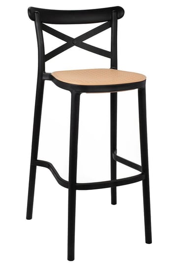 Barowe krzesło KH010100234 z ażurowym siedziskiem czarne King Home