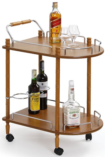 Barowy stolik na kółkach PROFEOS Lifton, brązowy, 60x40x75 cm Profeos