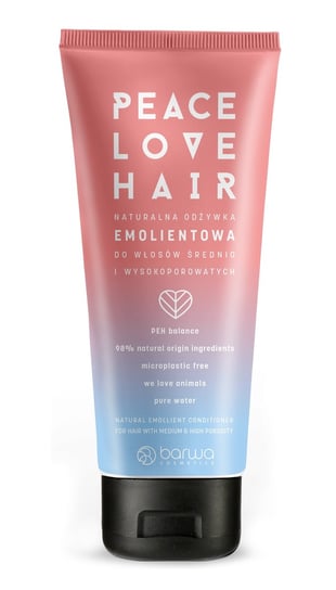 Barwa, Peace Love Hair, Naturalna Odżywka emolientowa do włosów średnio i wysokoporowatych, 180ml Barwa