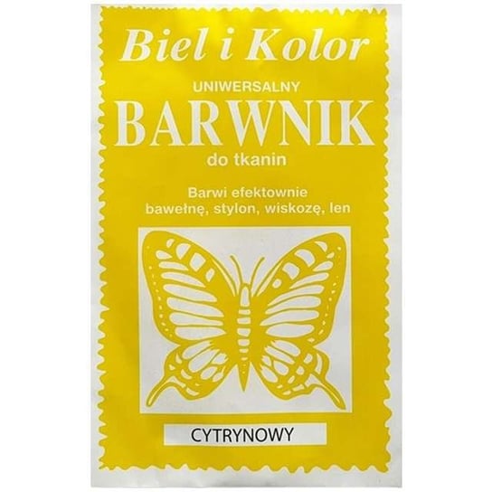 Barwnik do tkanin "Motyl", żółty cytrynowy, Biel i Kolor, 10 g czakos
