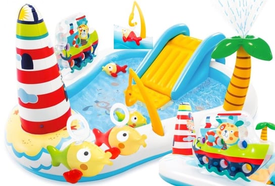 Basen ogrodowy ze zjeżdżalnią dla dzieci MORSKI 218x188x99 wodny plac zabaw baseny dziecięce Intex