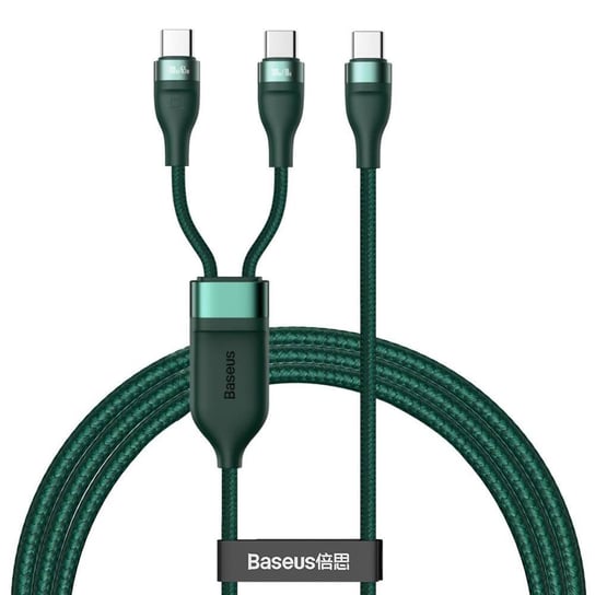 Baseus 2w1 kabel USB Typ C - USB Typ C (5 A - 100 W / 65 W / 18 W) 1,5 m Power Delivery Quick Charge zielony (CA1T2-C06) Baseus