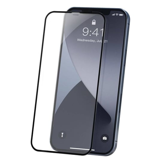 Baseus 2x Szkło hartowane 0,23 mm z ramką na cały ekran iPhone 12 Pro / iPhone 12 Czarny (SGAPIPH61P-PE01) Baseus