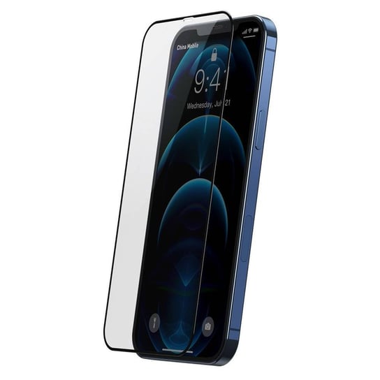 Baseus 2x szkło hartowane 0,3 mm Anti Blue Light z ramką na cały ekran iPhone 12 mini (SGAPIPH54N-KN01) (case friendly) Baseus