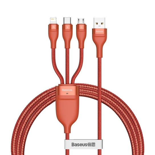 Baseus 3w1 kabel USB - Lightning / USB Typ C / micro USB (ładowanie 5 A / przesyłanie danych 480 Mbps) 1,2 m 40 W pomarańczowy (CA1T3-07) Baseus