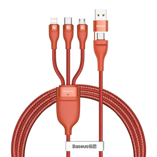 Baseus 3w1 kabel USB / USB Typ C - USB Typ C / Lightning / micro USB (5 A - 100 W / 20 W / 18 W) 1,2 m Power Delivery Quick Charge pomarańczowy (CA2T3-07) Baseus