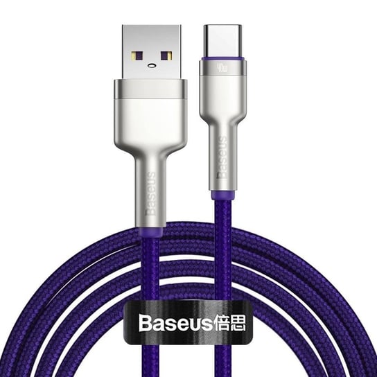 Baseus Cafule Metal Data kabel USB - USB Typ C 40 W (10 V / 4 A) SCP (Huawei SuperCharge Protocol) 2 m fioletowy (CATJK-B05) Baseus
