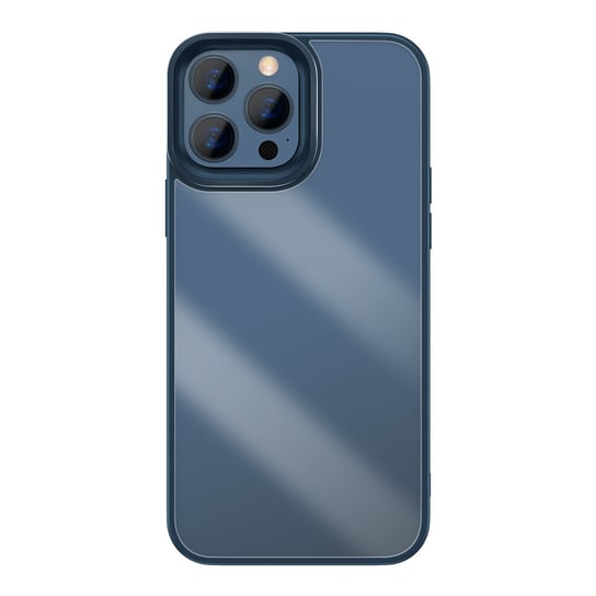 Baseus Crystal Phone Case pancerne etui do iPhone 13 Pro Max z żelową ramką niebieski (ARJT000803) Baseus