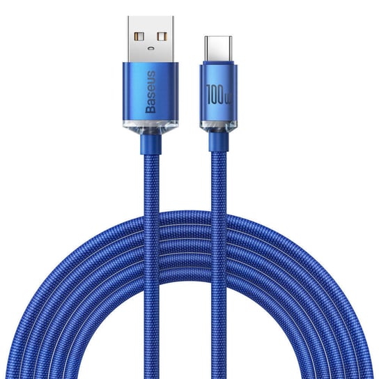 Baseus Crystal Shine Series kabel przewód USB do szybkiego ładowania i transferu danych USB Typ A - USB Typ C 100W 2m niebieski (CAJY000503) Baseus