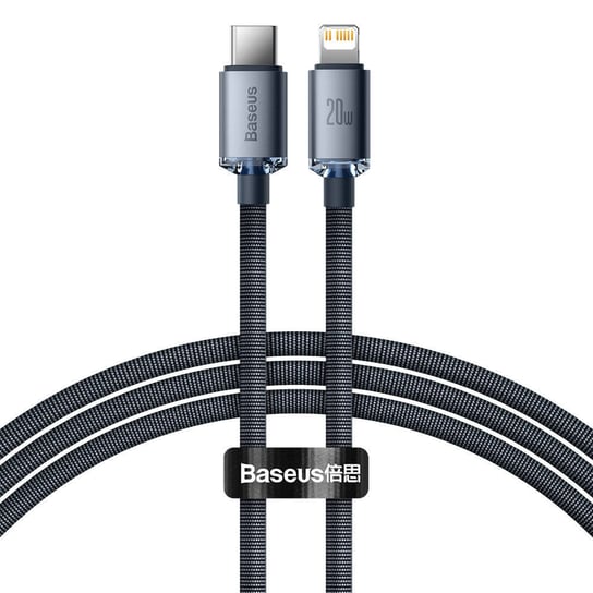 Baseus Crystal Shine Series kabel przewód USB do szybkiego ładowania i transferu danych USB Typ C - Lightning 20W 1,2m czarny (CAJY000201) Baseus