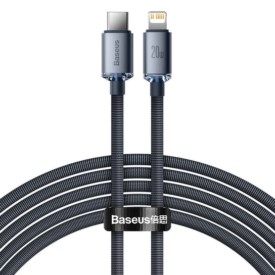 Baseus Crystal Shine Series kabel przewód USB do szybkiego ładowania i transferu danych USB Typ C - Lightning 20W 2m czarny (CAJY000301) Baseus