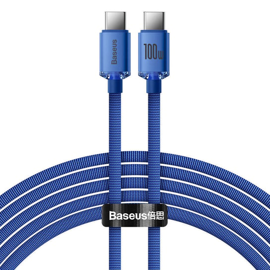 Baseus Crystal Shine Series kabel przewód USB do szybkiego ładowania i transferu danych USB Typ C - USB Typ C 100W 2m niebieski (CAJY000703) Baseus