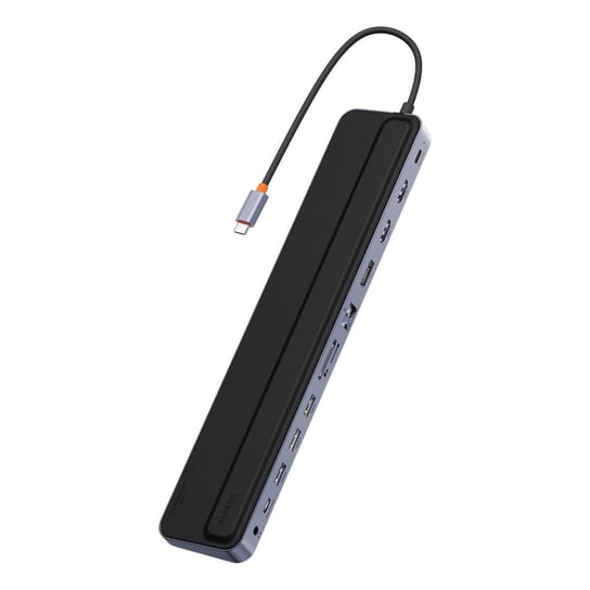 Baseus EliteJoy Gen2 uniwersalny HUB USB 12w1 z kablem USB-C 25cm podstawka pod notebook USB-A / USB-C / DP / HDMI / SD / TF / RJ45 / 3,5mm jack / PD 100W szary (WKSX030213) Baseus