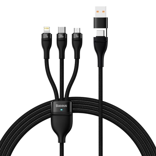 Baseus Flash Series Ii Kabel Usb Typ C / Usb Typ A - Usb Typ C / Lightning / Micro Usb 100 W 1,2 M Czarny (Cass030101) Baseus