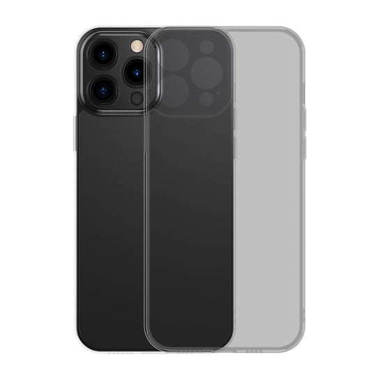 Baseus Frosted Glass Case etui pokrowiec do iPhone 13 Pro Max sztywna obudowa z żelową ramką czarny (ARWS000501) Baseus