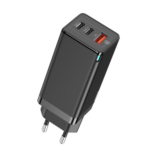 Baseus GaN szybka ładowarka sieciowa PPS 65W USB / 2x USB Typ C Quick Charge 3.0 Power Delivery SCP FCP AFC (azotek galu) czarny (CCGAN-B01) - Czarny Baseus