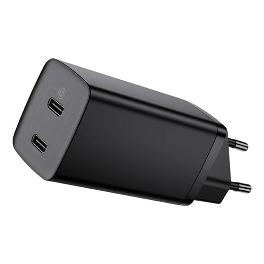 Baseus GaN2 Lite szybka ładowarka 2x USB Typ C 65 W Power Delivery 3.0 Quick Charge 4+ SCP FCP AFC czarny (CCGAN2L-E01) Baseus