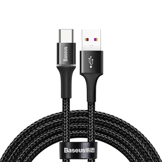 Baseus Halo Data Cable podświetlany nylonowy kabel przewód USB / USB Typ C z diodą LED 5A 40W 2m czarny (CATGH-H01) - Czarny Baseus