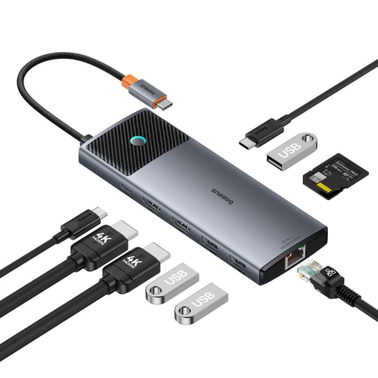 Baseus HUB 10w1 USB-C do HDMI USB-A 10Gb/s/2xUSB-A 480Mb/s/USB-C 10Gb/s/RJ45/SD/ TF/ USB-C PD Inna marka