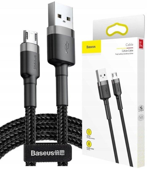 BASEUS Krótki Kabel 2.4 A USB do microUSB Ładowarki 0,5m Oplot Android Auto Baseus