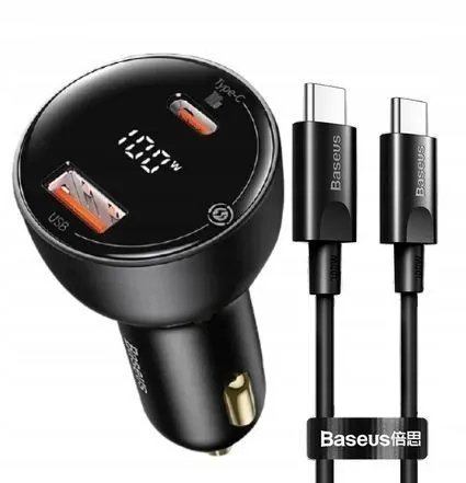 Baseus ładowarka samochodowa Superme PD 100W 1x USB 1x USB-C czarna + kabel Baseus