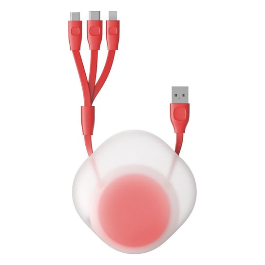 Baseus Let''s go Little Reunion kabel 3w1 USB - micro USB / Lightning / USB Typ C 3 A 80 cm czerwony (CAMLT-TY09) - Czerwony Baseus
